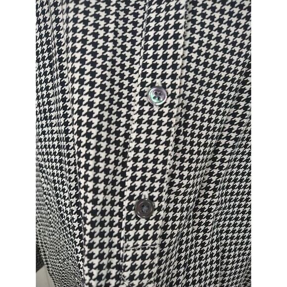 J.Jill Woman LP Blouse Black White Hounds tooth V Neck Collared Long Sleeve... - Picture 5 of 10
